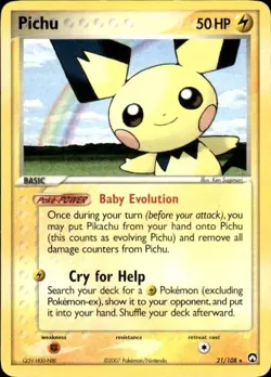 Pokemon Pichu Power Keepers 21/108 Light Play LP+ or Better - Image 1