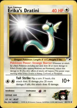 Pokemon Erika's Dratini Gym Heroes 042/132 Light Play LP+ or Better - Image 1