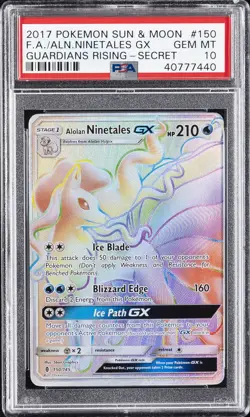 2017 POKEMON SUN & MOON GUARDIANS RISING FULL ART/ALOLAN NINETALES GX PSA 10 - Image 1