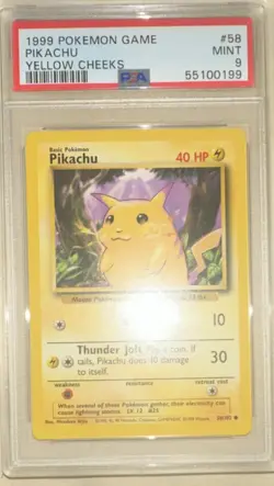 Pokemon Pikachu Base Set Yellow Cheeks Regular 058/102 PSA 9 1999 - Image 1