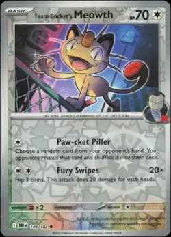 Pokemon - Team Rocket's Meowth #149/182 - SV10: Destined Rivals Reverse Holo - Image 1