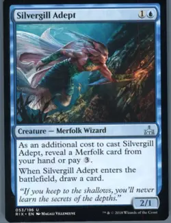 Magic the Gathering MTG Rivals of Ixalan Silvergill Adept #53 Buy 2 Get 1 - Image 1