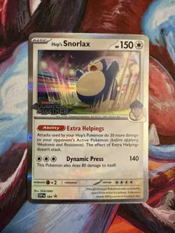 Hop's Snorlax (Prerelease) - Pokemon TCG SV09 #184 Black Star Promo LP+ - Image 1