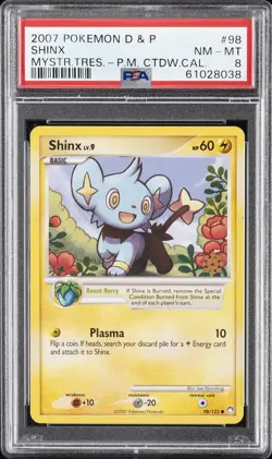 2007 POKEMON DIAMOND & PEARL MYSTERIOUS TREASURES #98 SHINX PSA 8 - Image 1