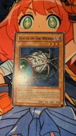 YuGiOh! | MISPRINT Wrong Name (Statue of the Wicked) | Cyber Jar Rare DB1-EN043 - Image 1