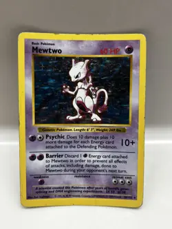 Pokemon TCG Mewtwo Base Set Shadowless 10/102 Holo Rare Unlimited Card WOTC 1999 - Image 2