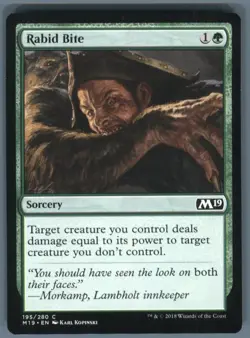 Magic the Gathering MTG Core Set 2020 Rabid Bite #190 Buy 2 Get 1 - Image 1