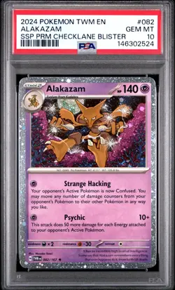 2024 POKEMON TWM EN TWILIGHT MASQUERADE 82 ALAKAZAM Cosmos Holo PSA 10 - Image 1
