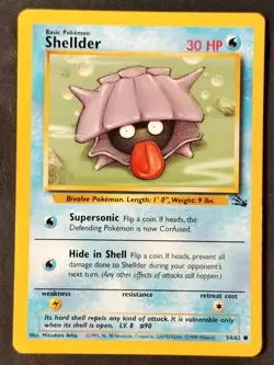 Shellder 54/62 Vintage Fossil Set Regular, Pokemon 1999 •LP/MP - Image 1