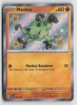 Mankey 169/091 Pokemon SV: Paldean Fates Shiny Rare NM - Image 1
