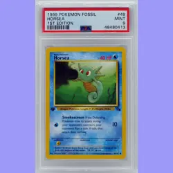 Pokemon 1st Edition Horsea 49/62 Fossil PSA 9 MINT - Image 1