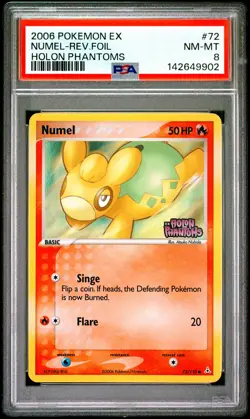 2006 POKEMON EX HOLON PHANTOMS #72 NUMEL-REVERSE FOIL PSA 8 - Image 1