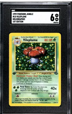 Vileplume 15/64 1st Edition HOLO RARE Jungle Pokemon Card SGC 6 - Image 1