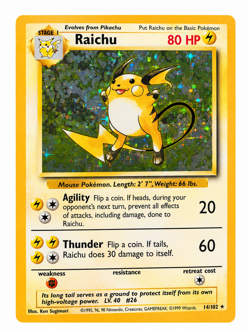 Base Set Raichu Holo 14/102 Vintage Pokemon Card WOTC LP Clean Holo - Image 1