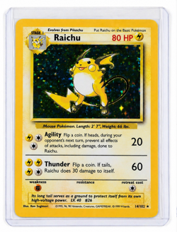 Base Set Raichu Holo 14/102 Vintage Pokemon Card WOTC LP Clean Holo - Image 2