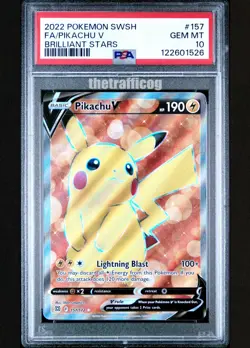 PSA 10 Pokemon 2022 Pikachu V 157 Full Art Brilliant Stars Sword & Shield - Image 1