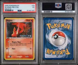 Pokemon TCG EX Deoxys Slugma 75/107 Reverse Foil PSA 1 Card 2005 POP 1 🚨 - Image 3