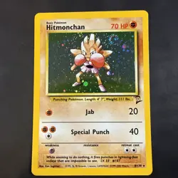 Pokemon Hitmonchan Holo 8/130 Base Set 2 WOTC Vintage Swirl Holo - Image 1
