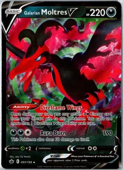 Pokemon Card - Galarian Moltres V 097/198 Chilling Reign V Rare Holo Near Mint - Image 1