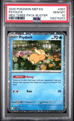 2025 POKEMON MEP EN-ME BLACK STAR PROMO #007 PSYDUCK PSA 10 - Image 1
