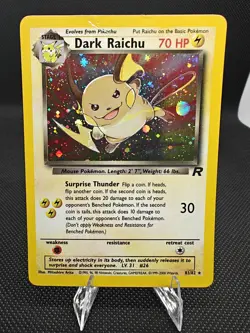 Dark Raichu Holo 83/82 Team Rocket – Damaged Top‑Left Corner – 2000 Pokemon WOTC - Image 1