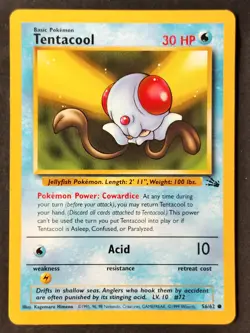 Tentacool 56/62 Vintage Fossil Set Regular, WOTC Pokemon 1999 •LP - Image 1
