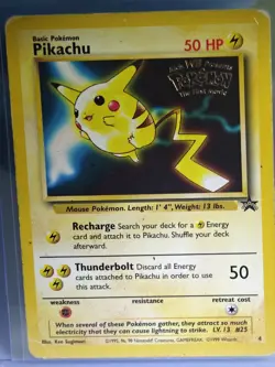 Pokemon TCG Pikachu #25 Black Star Promo - 1999 - WB The First Movie MP Rare - Image 1