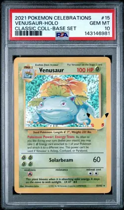 Pokemon TCG Venusaur 15/102 Classic Collection Celebrations PSA 10 - Image 1