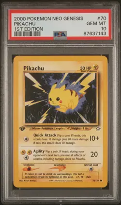 2000 POKEMON NEO GENESIS 1ST EDITION #70 PIKACHU PSA 10 - Image 1