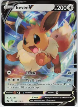 Eevee V 108/159 Holo V Rare Crown Zenith Pokemon LP (small crease) - Image 1