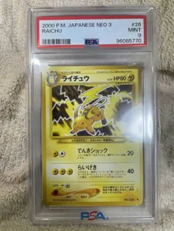 2000 Pokemon Japanese Neo 3 Raichu Holo #26 PSA 9 MINT Neo Revelation #2500003 - Image 1