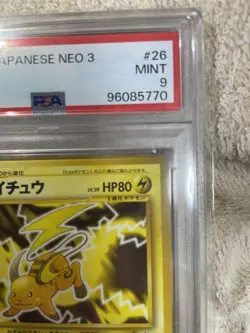 2000 Pokemon Japanese Neo 3 Raichu Holo #26 PSA 9 MINT Neo Revelation #2500003 - Image 3