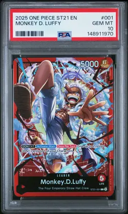 2025 One Piece English Monkey D Luffy ST21-001 Gear 5 Artwork PSA 10 GEM MINT 💎 - Image 1