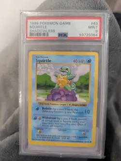 1999 Pokemon Base Set Squirtle Shadowless #63 PSA 9 MINT WotC Vintage - Image 1