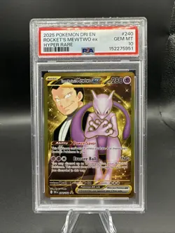 PSA 10 Team Rocket's Mewtwo EX 240/182 Gold Hyper Rare Destined Rivals Pokemon - Image 1