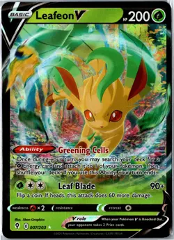 Pokemon Card - Leafeon V 007/203 Ultra Rare Holo SWSH07: Evolving Skies NM - Image 1