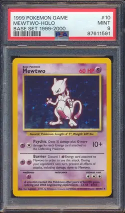 1999 POKEMON GAME MEWTWO #10 HOLO BASE SET 1999-2000 PSA 9! - Image 1