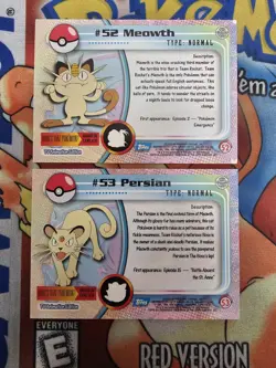POKEMON TOPPS BLUE LABEL 1999 MEOWTH #52 PERSIAN #53 VINTAGE NM - Image 2
