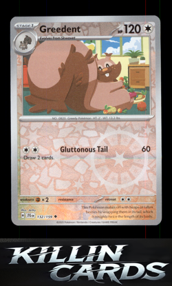 Reverse Holofoil Greedent 132/159 Pokemon Uncommon SV09: Journey Together Card N - Image 1