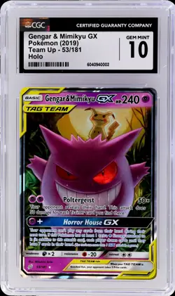 2019 Pokemon Sun And Moon Team Up Gengar/mimikyu Gx #53 CGC 10 Gem Mint Mimikyu - Image 1