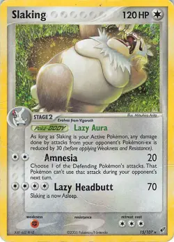 Slaking 15/107 Holo Rare Deoxys Pokemon Holo Moderately Played - Image 1