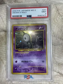 2000 Pokemon Japanese Neo 2 Unown A Holo #201 PSA 9 MINT Neo Discovery #2500007 - Image 1