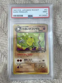 1997 Pokemon Japanese Team Rocket Dark Primeape #57 PSA 9 MINT Vintage #2500018 - Image 1