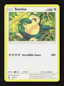 Snorlax 50/68 Rare Hidden Fates Pokemon Near Mint - Image 1