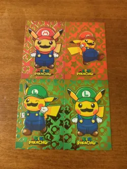 Mario & Luigi Pikachu Gold Shapes Pokemon 2024 Card Database Merry Christmas... - Image 1