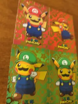 Mario & Luigi Pikachu Gold Shapes Pokemon 2024 Card Database Merry Christmas... - Image 2