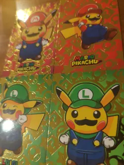 Mario & Luigi Pikachu Gold Shapes Pokemon 2024 Card Database Merry Christmas... - Image 3