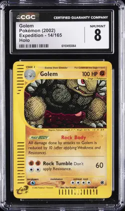 2002 POKEMON EXPEDITION HOLO #14 GOLEM CGC 8 - Image 1