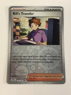Pokemon TCG 151 Reverse Holographic Bill's Transfer 156/165 Light Played - Image 1