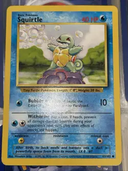 POKEMON SQUIRTLE 1ST EDITION Base Set Non Holo 63/102 - Image 1